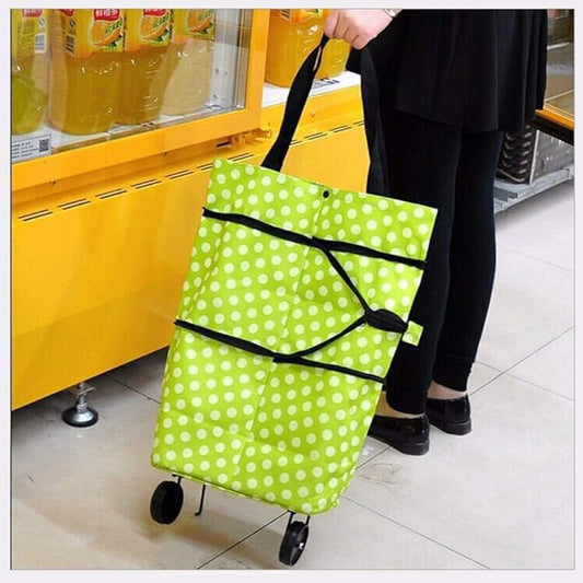 Folding Shopping Bag with Wheels Foldable Shopping Cart Reusable Shopping Bag
