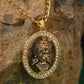 Gold-plated Hanuman Face Diamond Alloy Pendant Locket Set