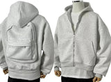 Men's Solid Custom Backpack Zip Up Hoodie