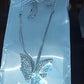Butterfly Pendant Necklace with Earrings